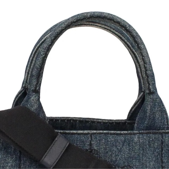 Authentic PRADA Canapa Canvas Denim Finish 2Way Shoulder Hand Bag Canvas - Picture 9 of 9